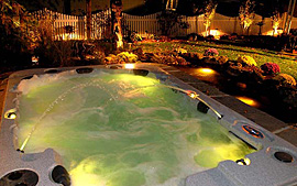 image of lighted hot tub